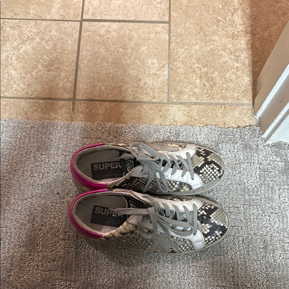 Golden Goose Women's Snakeskin Sneakers with Pink Accents - Picture 5 of 6